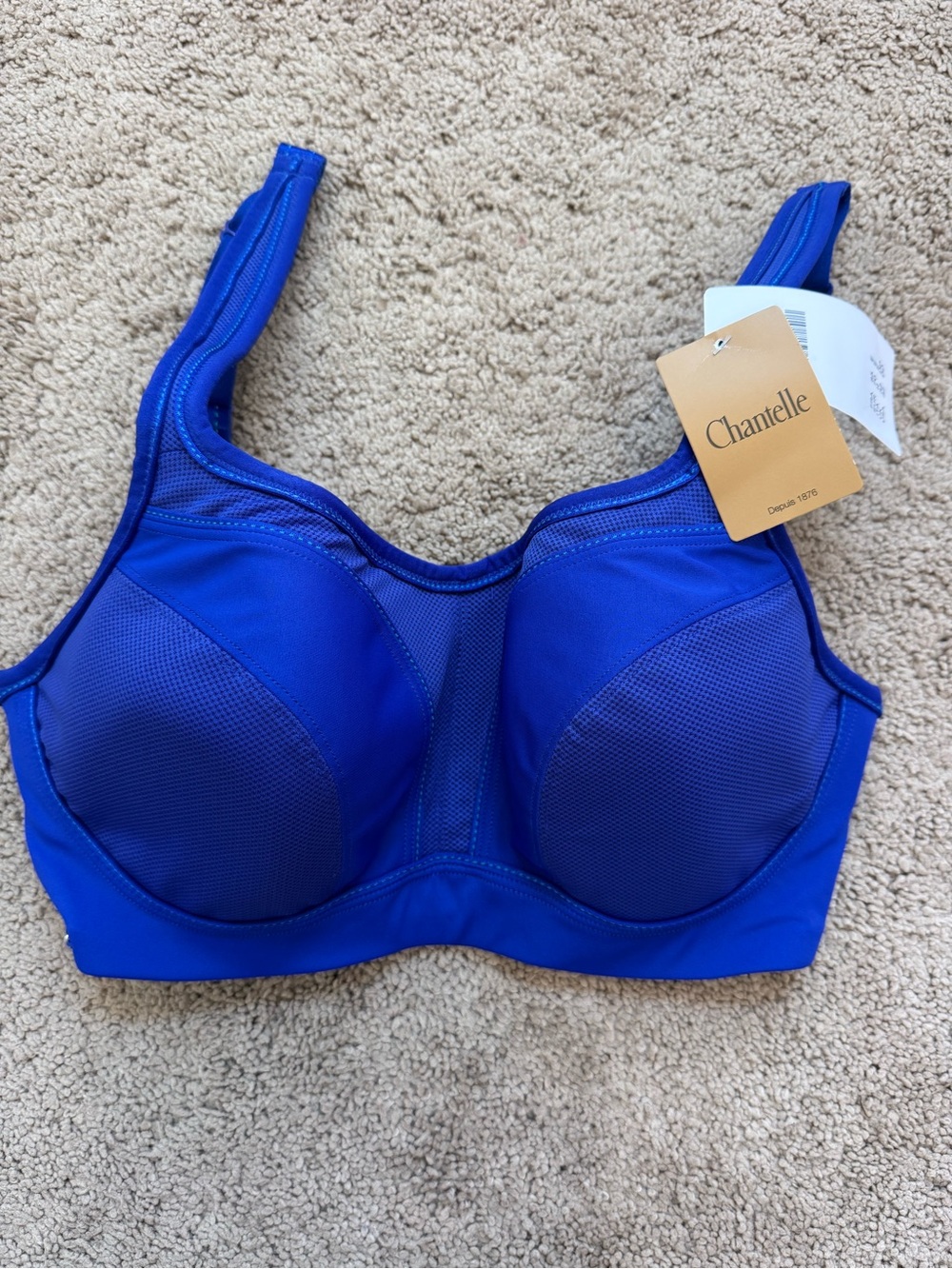 NWT Chantelle High Impact Convertible Underwire Sports Bra 32E / 32DD Royal Blue